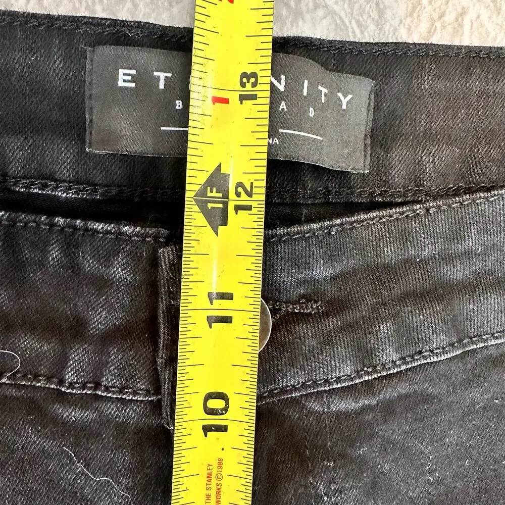 Eternity BC/AD Black Denim Leg Striped + Heart Detail Jeans Tapered Leg Size 42